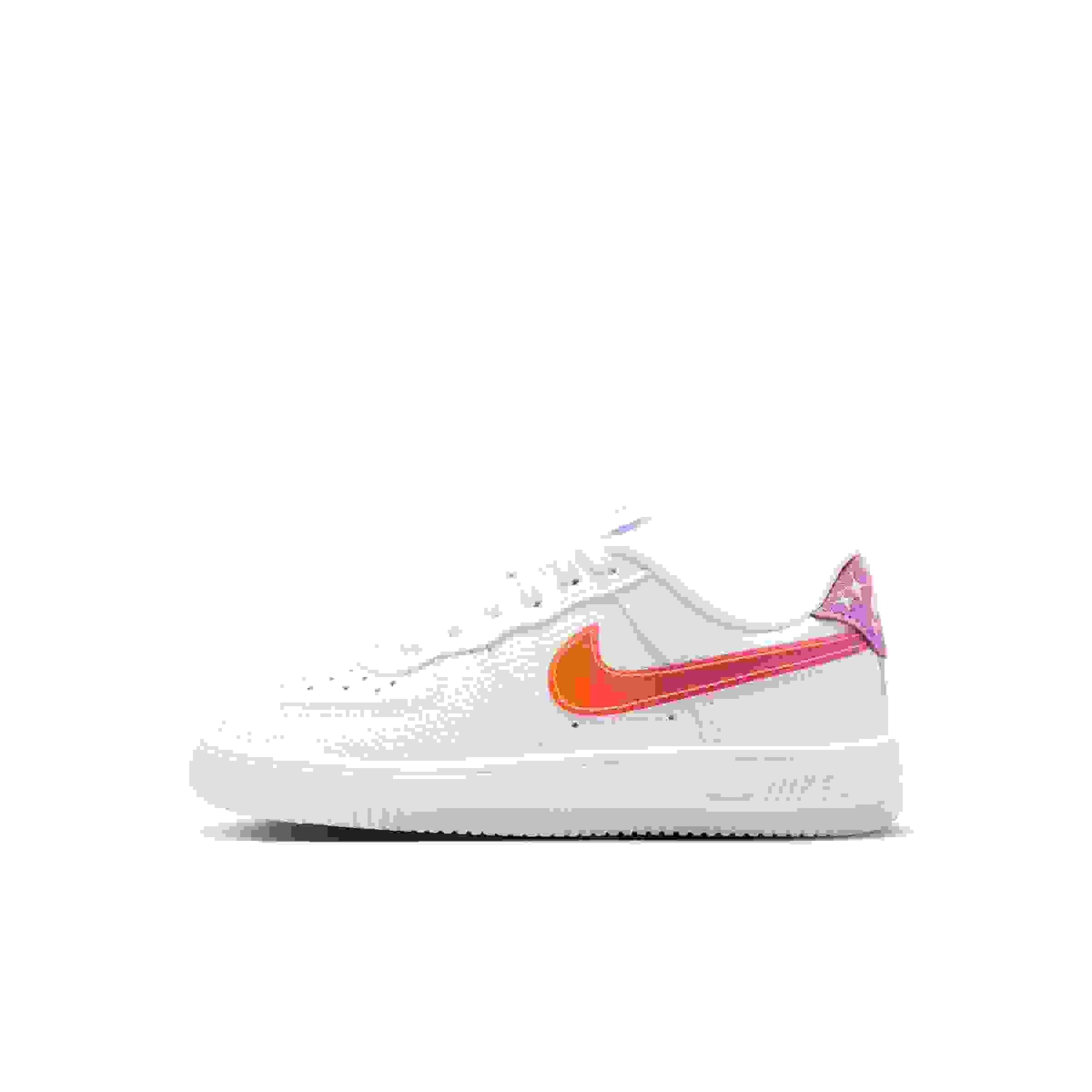Nike Force 1 Low Preschool Girls' "White/Turf Orange/Bright Violet" Shoe